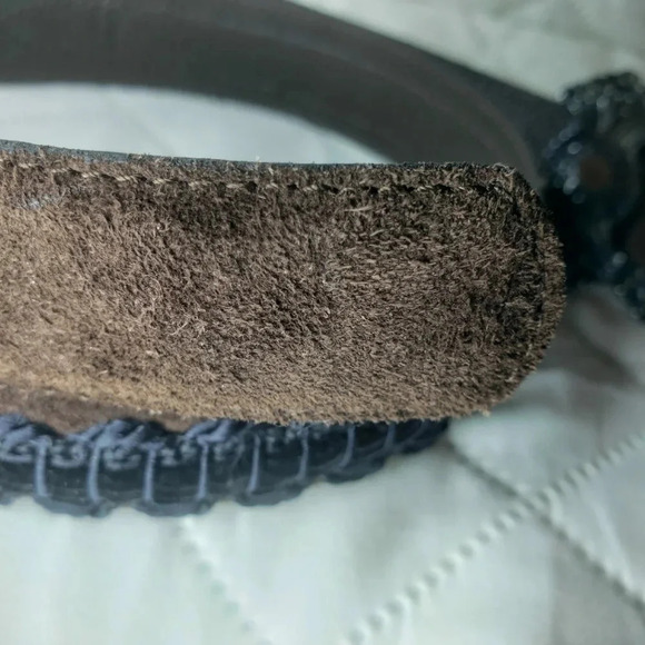 Vtg,Rodier Brown Suede/Leather Womans Belt with large Metal Buckle Size 34 1/2. - Picture 7 of 7